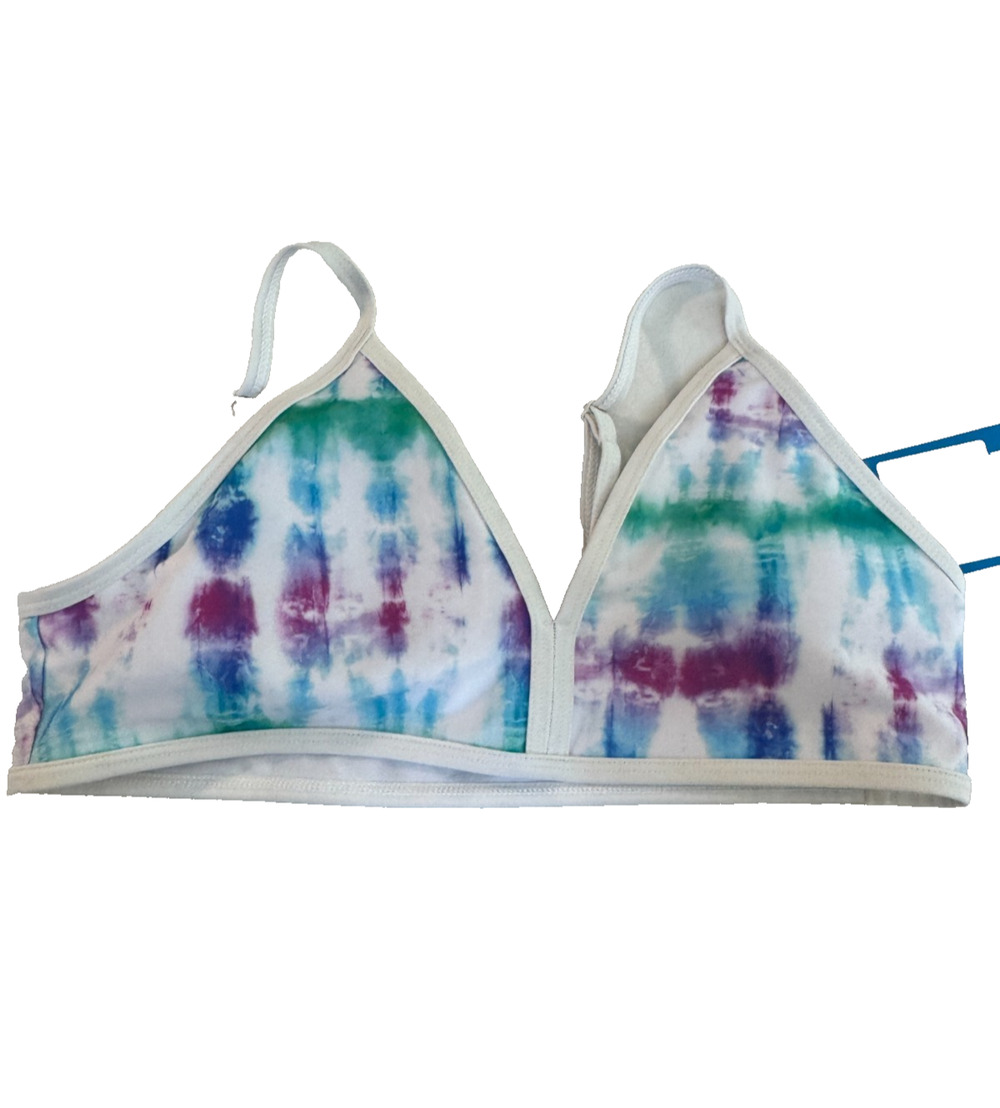 DSG Girls Tie Dye Bound Bikini Top Multicolor Triangle Swim Top Size XL NWT
